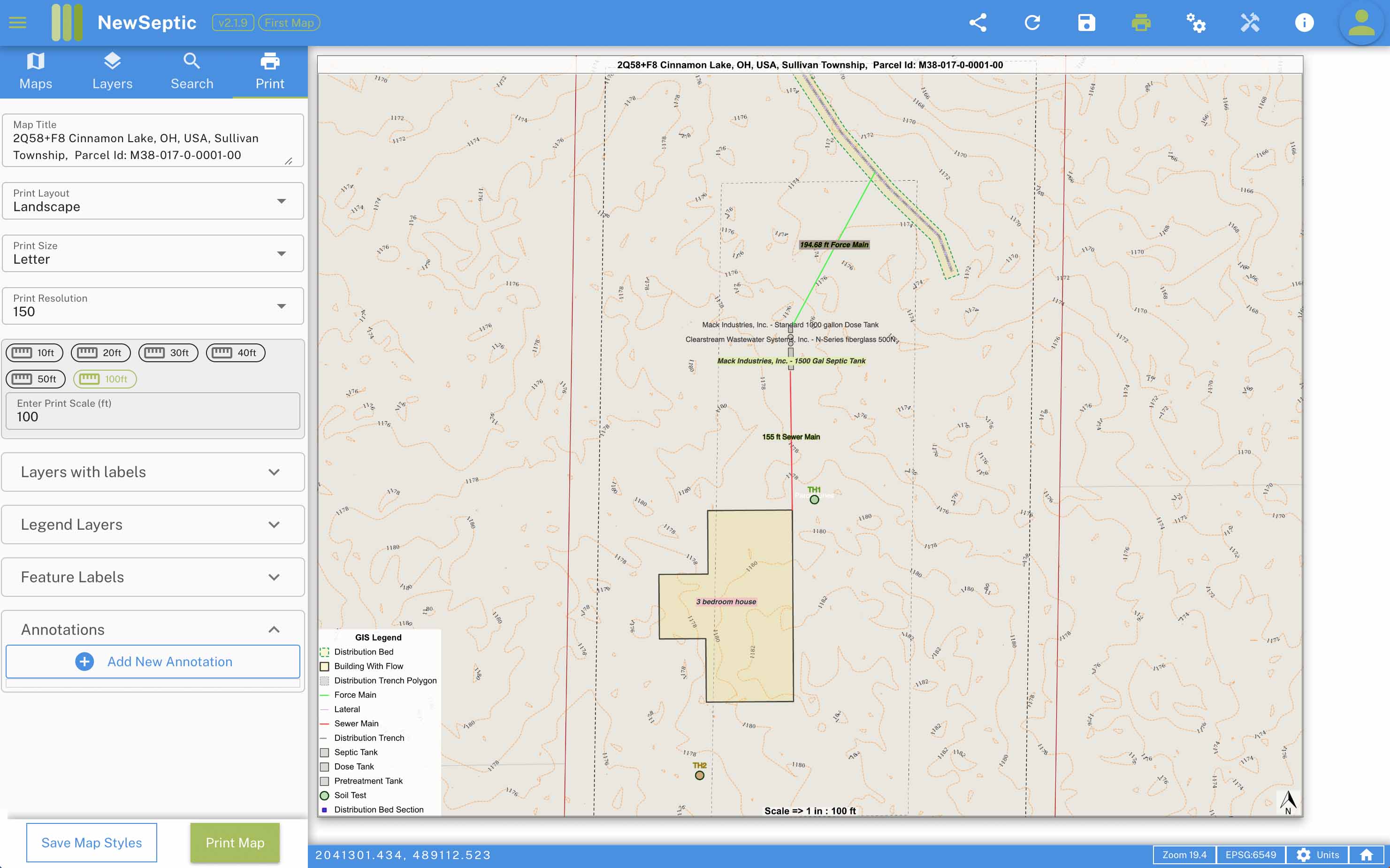 landplan map septic design